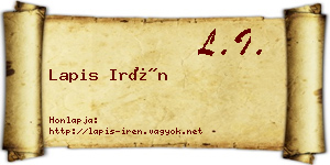Lapis Irén névjegykártya