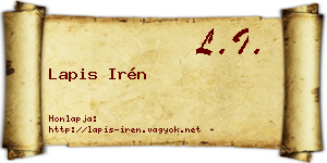 Lapis Irén névjegykártya